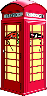 Telephone box with masks